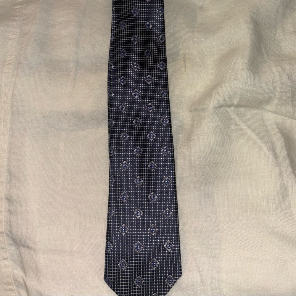 Canali Navy and Black Geometric Tie